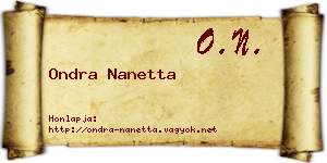 Ondra Nanetta névjegykártya